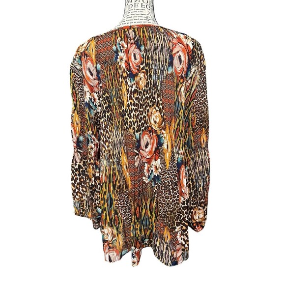 Ninety Autumn Animal Print & Floral Pullover Tunic Top Plus 3X Whimsical Fairy - Picture 3 of 9